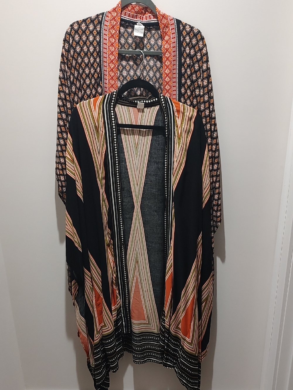 2 Lightweight Multi Color Kimono Cover Up Geometric Abstract Print Flowy